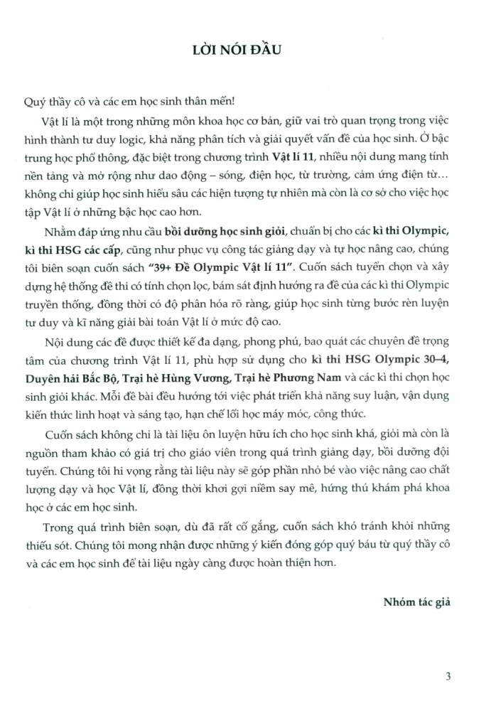 39+ ĐỀ OLYMPIC VẬT LÍ LỚP 11 (Dùng cho kì thi học sinh giỏi Olympic 30/04; Duyên hải Bắc bộ; Trại hè Hùng Vương; Trại hè Phương Nam…)